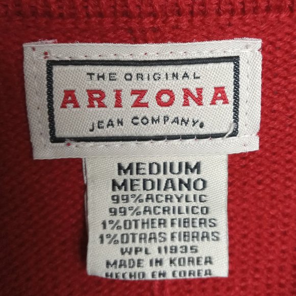 Vintage Y2K Arizona Men's Sweater Red Striped Size Medium - Picture 8 of 9